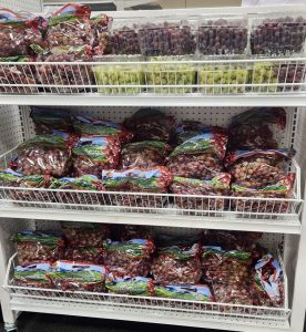 Shelves of grapes